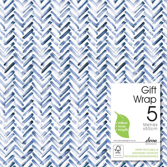 Blue Chevron Gift Wrap Roll GOODS M&S   