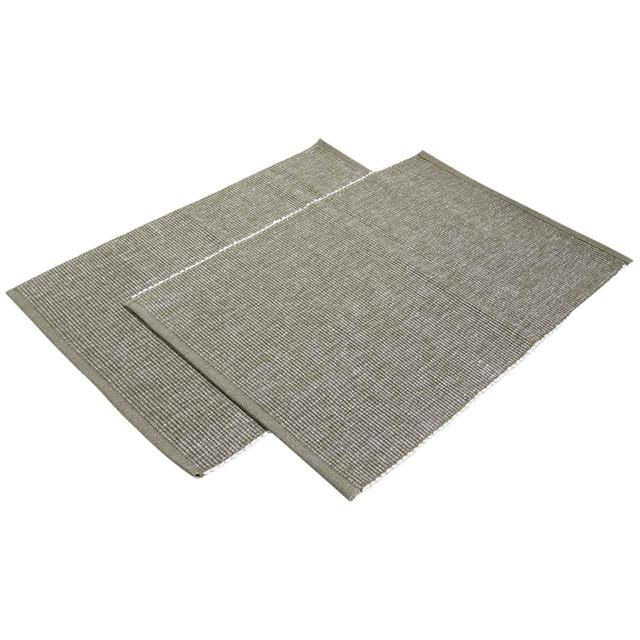 M&S Collection Set of 2 Cotton Rich Ribbed Woven Placemats Khaki   2 per pack GOODS M&S   