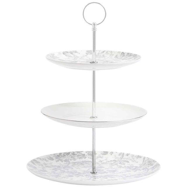 M&S Floral Cake Stand Grey GOODS M&S   