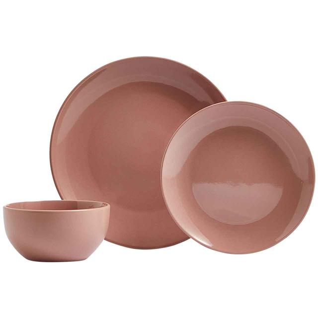 M&S 12 Piece Stoneware Dinner Set Pink   12 per pack