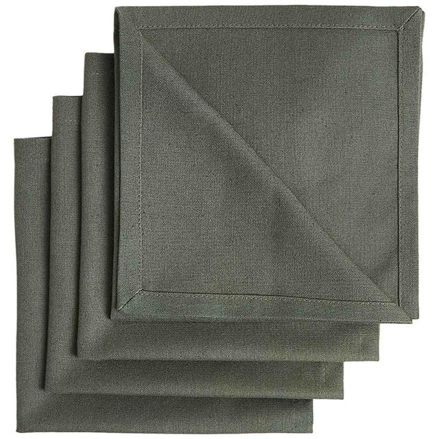 M&S Set of 4 Cotton Rich Napkins with Linen Khaki   4 per pack