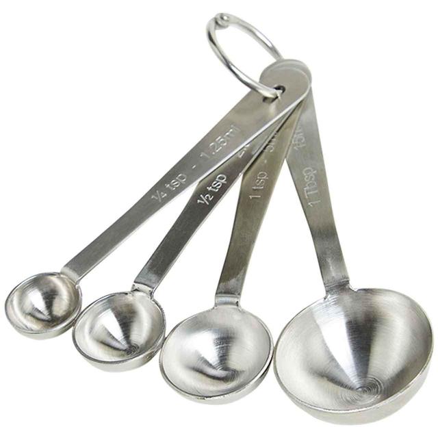 M&S Set of 4 Stainless Steel Measuring Spoons Silver   4 per pack GOODS M&S   