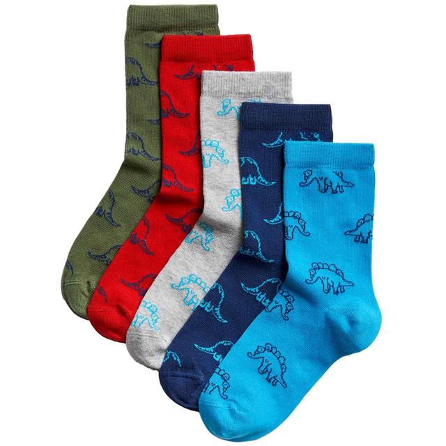 M&S Kids Cotton Rich Dinosaur Socks Grey 5 Pack GOODS M&S   