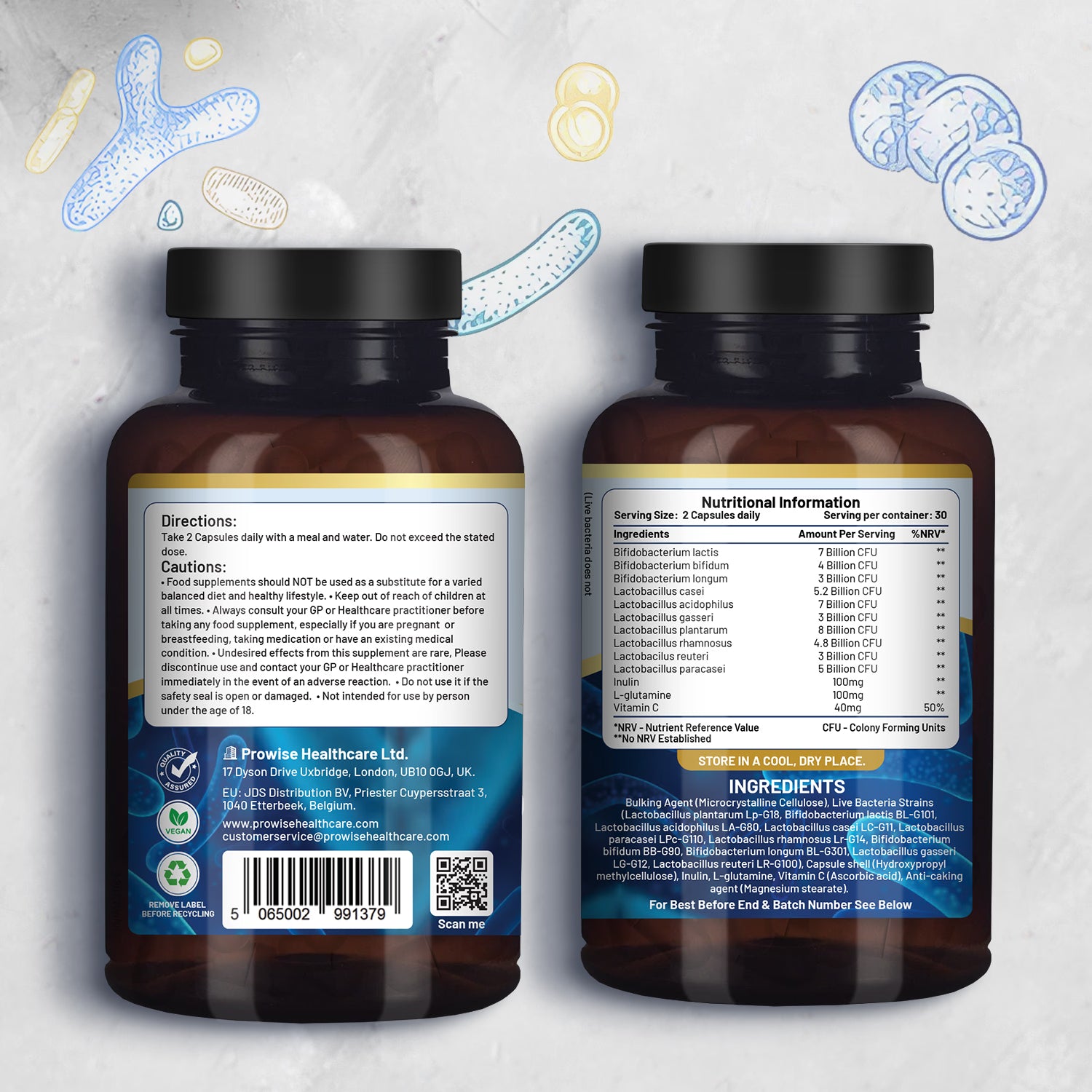 Prowise Healthcare probiotics 50 billion CFU 60 capsules, UK version
