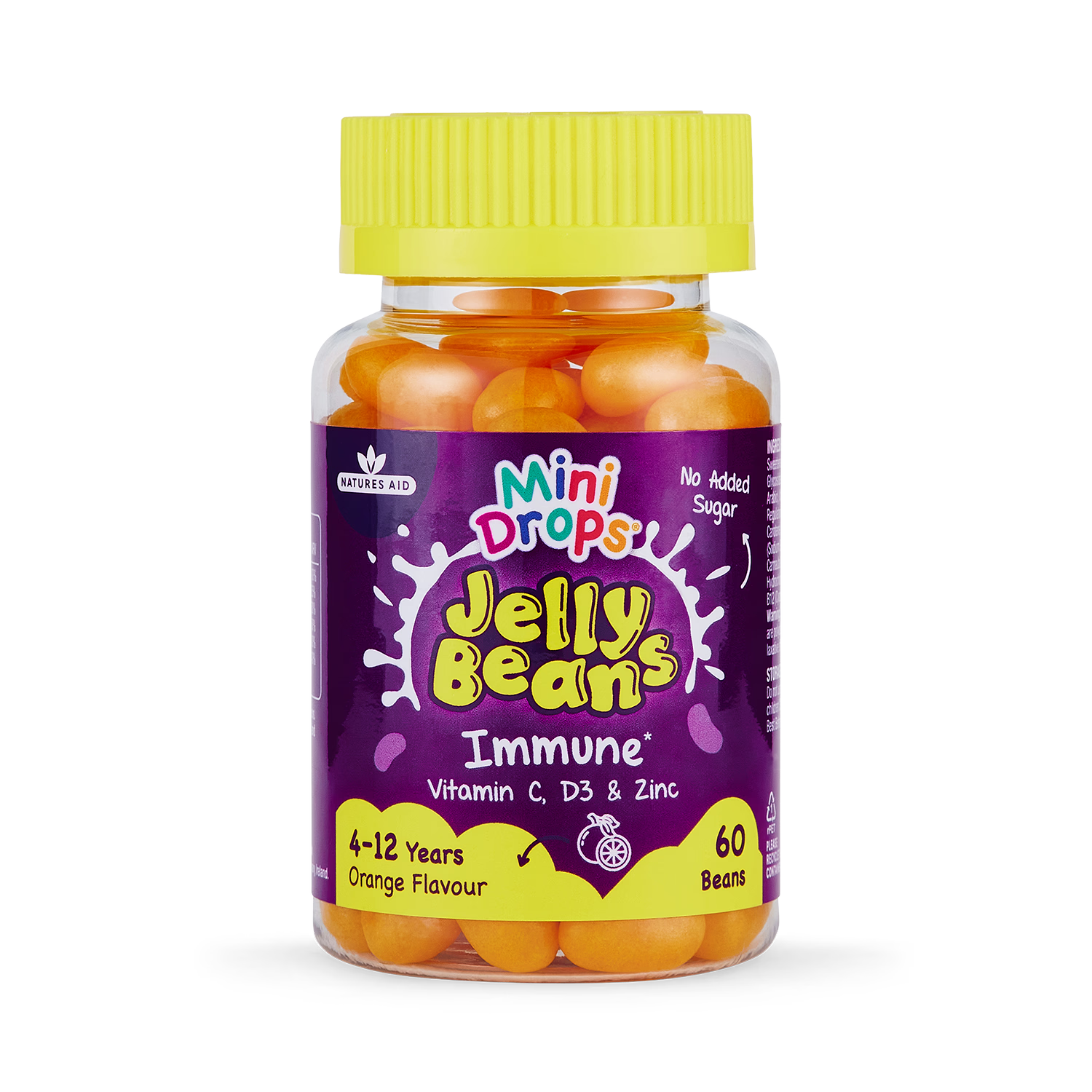 Natures Aid immune jelly beans orange flavour 60 beans, imported from the UK