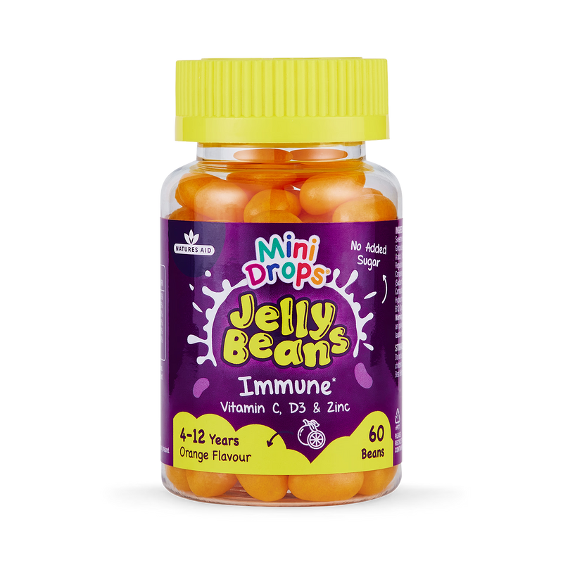 Natures Aid immune jelly beans orange flavour 60 beans, imported from the UK