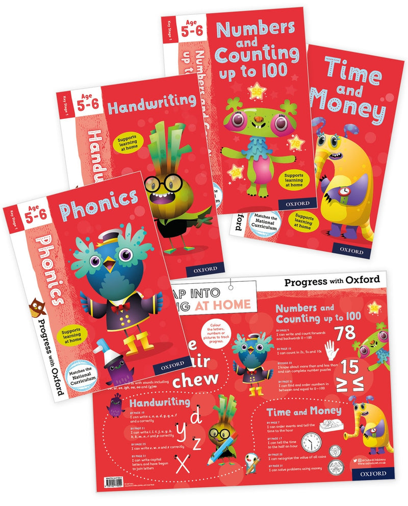 Progress with Oxford 4-book activity set with poster (British brand)