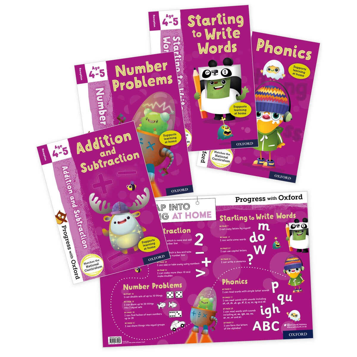 Oxford activity book collection with poster for ages 4-5, UK version