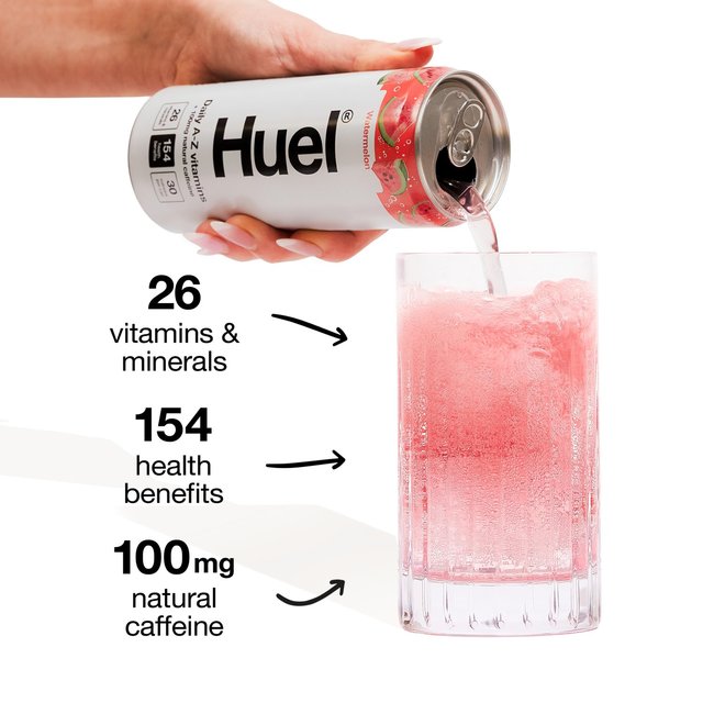 Huel Daily Vitamin Watermelon Sparkling Multivitamin Energy Drink   4 x 330ml GOODS M&S   