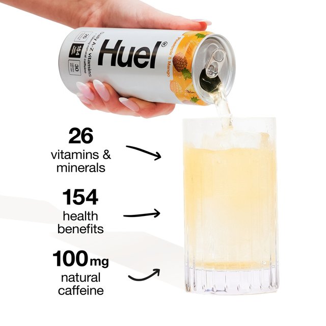 Huel Daily Vitamin Pineapple & Mango Sparkling Multivitamin Energy Drink   4 x 330ml GOODS M&S   