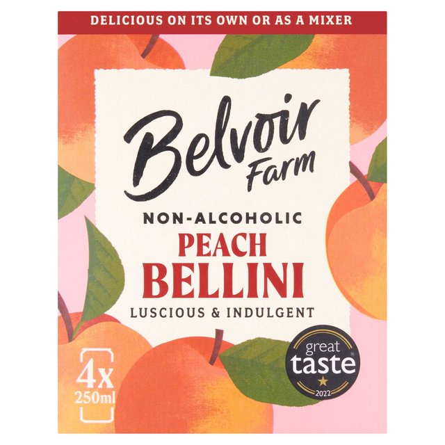 Belvoir Farm Non Alcoholic Peach Bellini   4 x 250ml GOODS M&S   