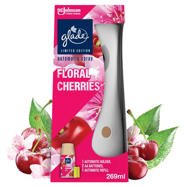 Glade Automatic Spray Air Freshener Holder & Refill Floral Cherries 269ml   269ml GOODS M&S   