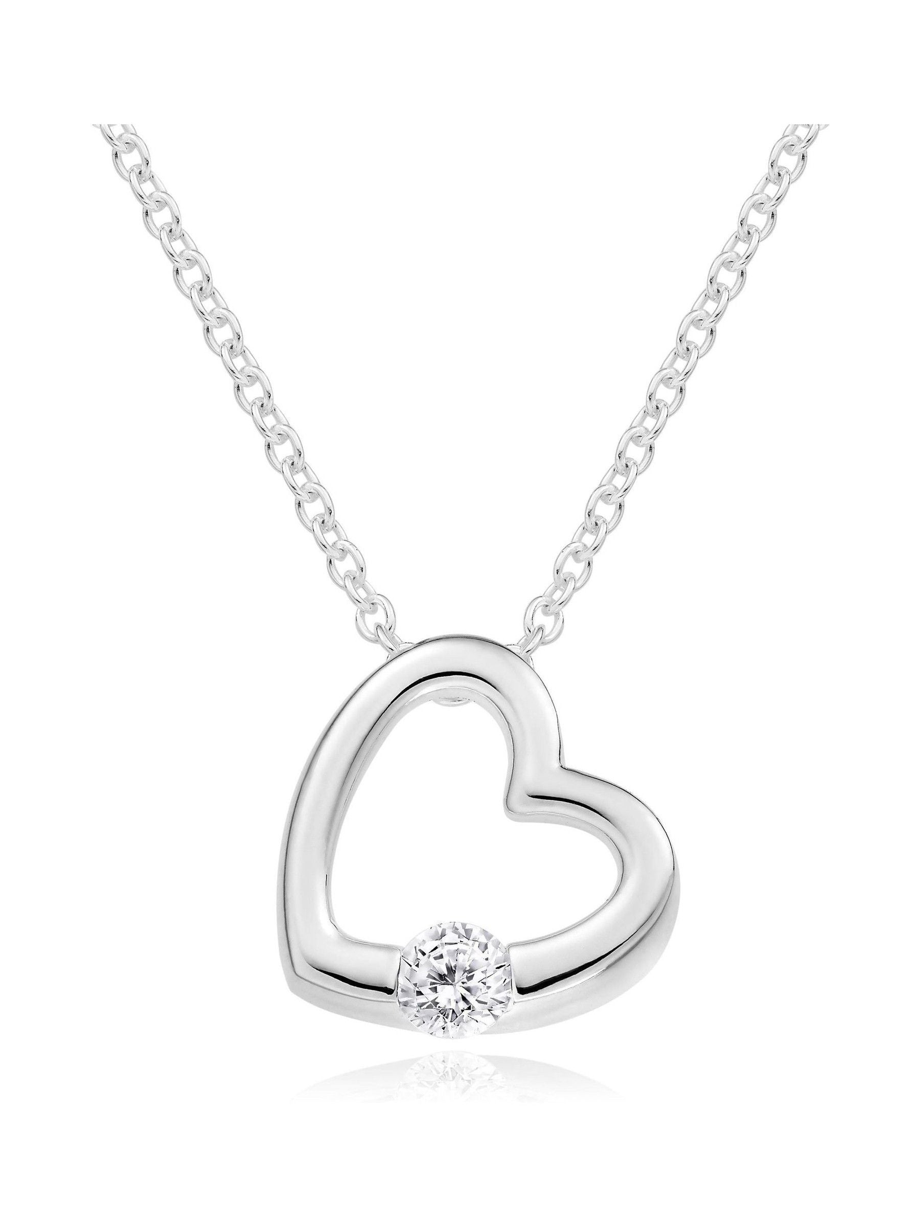 Beaverbrooks Sterling Silver Cubic Zirconia Heart Pendant