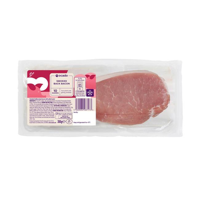 Ocado 10 Smoked Back Bacon Rashers   300g