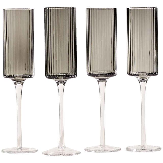 M&S Set of 4 Handmade Celine Champagne Flutes Grey   4 per pack