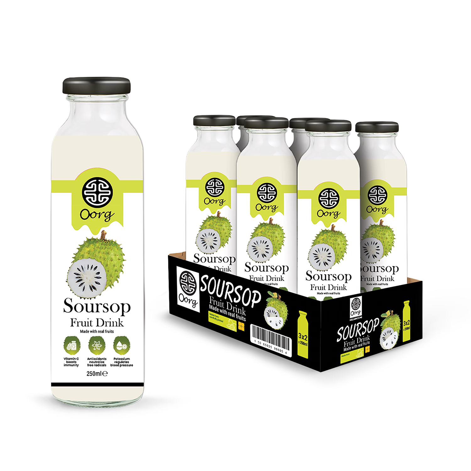 OORG natural soursop fruit juice 250ml x 6, imported from the UK