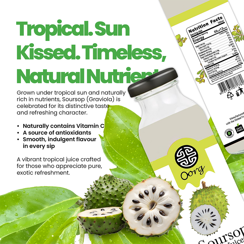 OORG natural soursop fruit juice 250ml x 6, imported from the UK