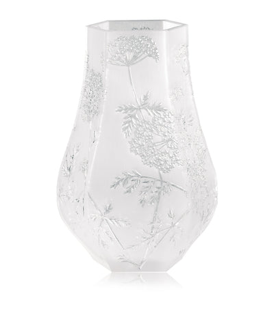 Harrods Handcrafted Satin-Finish Crystal Vase with Etched Floral Design 29cm- Buy online at McGrocer