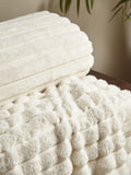Catherine Lansfield Cream Soft and Cosy Ribbed Faux Fur Throw