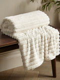 Catherine Lansfield Cream Soft and Cosy Ribbed Faux Fur Throw