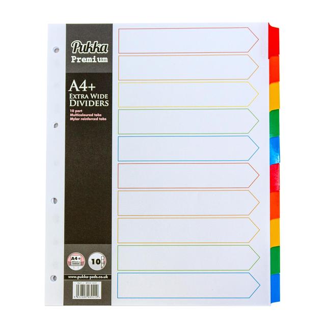 Pukka Pad Premium Dividers - A4 Multi 10pt Mylar Index   10 per pack GOODS M&S   