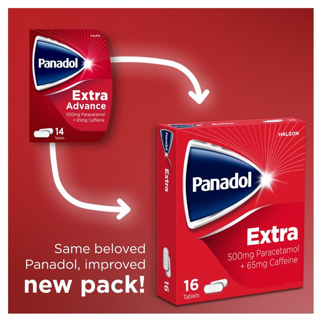 Panadol Extra Advance 500mg Paracetamol Caffeine Pain Relief Tablets   16 per pack GOODS M&S   