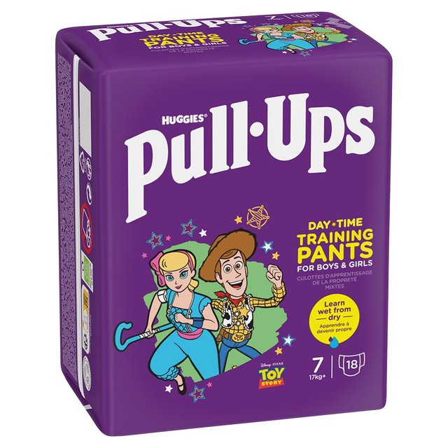 Huggies Pull-Ups Day Time Unisex Training Nappy Pants Size 7 - 18 Pants   18 per pack