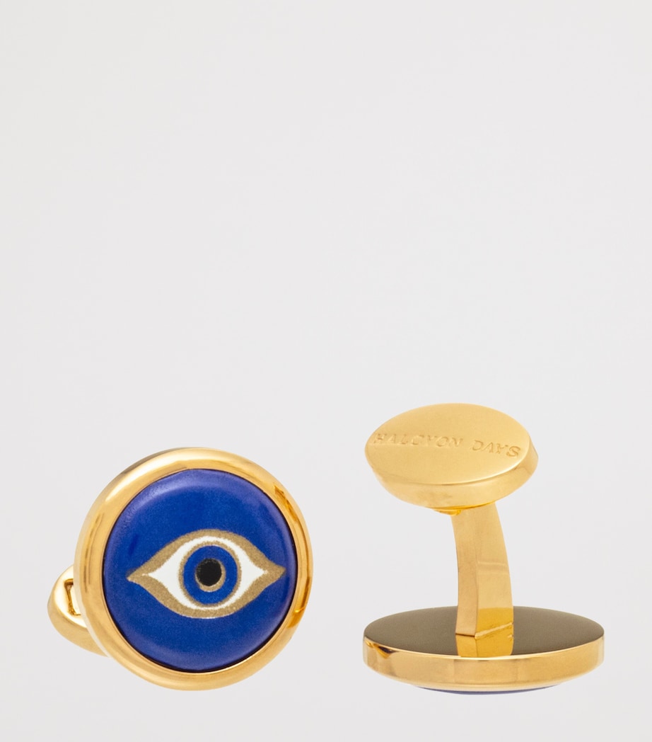 Halcyon Days gold and enamel Evil Eye cufflinks, UK version