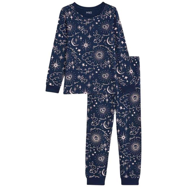 M&S Celestial Pyjamas 7-12 Years Navy