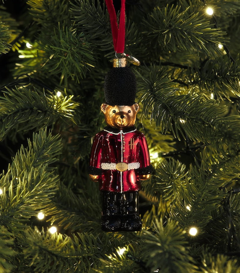 Harrods bear guard tree decoration 13cm, imported from the UK