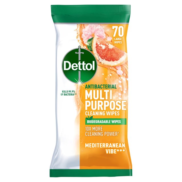 Dettol Antibacterial Cleaning Wipes Mediterranean Vibe   70 per pack GOODS M&S   