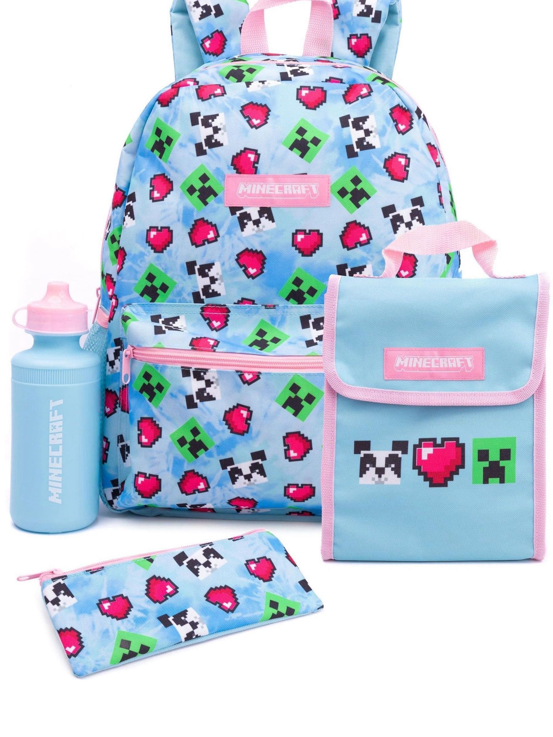 Vanilla Underground Blue Minecraft  Creeper 4 Piece Backpack Set