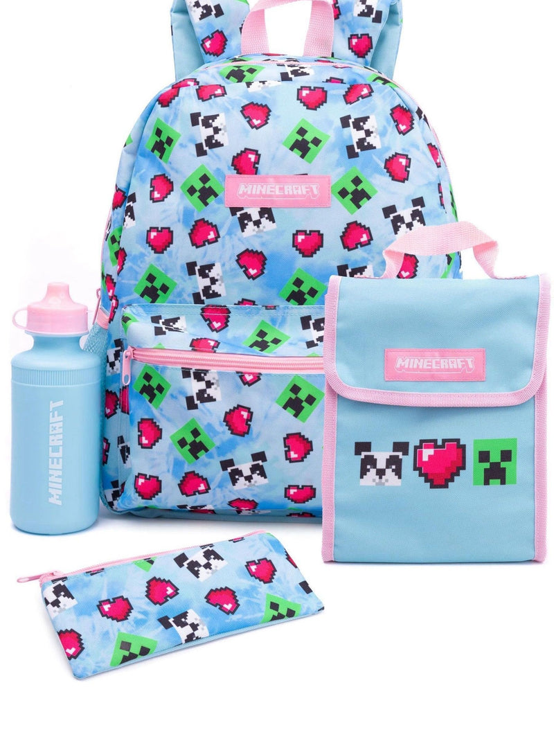 Vanilla Underground Blue Minecraft  Creeper 4 Piece Backpack Set