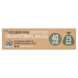 Eco Green Living Certified Compostable 40L Heavy Duty Drawstring Bin Bags   25 per pack GOODS M&S   