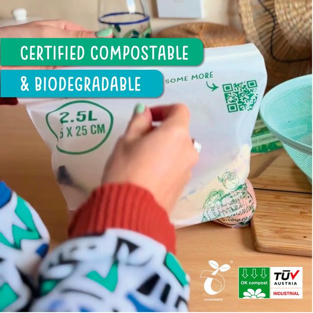 Eco Green Living Certified Compostable Large 2.5L Resealable Ziplock Bags   15 per pack GOODS M&S   