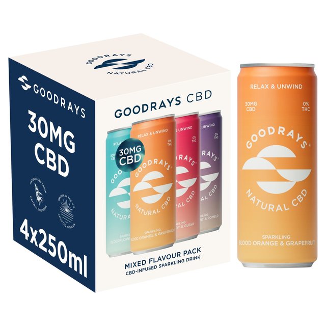 Goodrays CBD Drinks - Four Flavour Mixpack   4 x 250ml GOODS M&S   