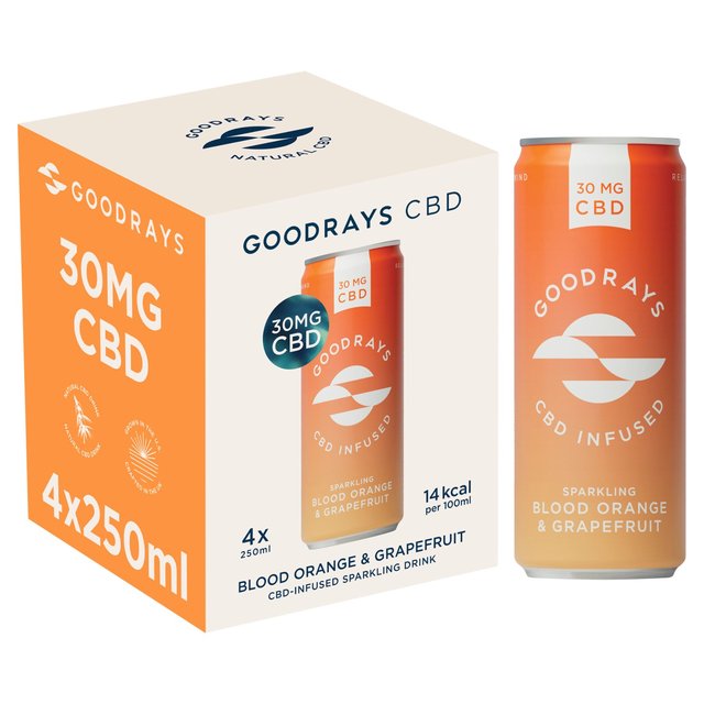 Goodrays CBD Drinks - Blood Orange & Grapefruit   4 x 250ml GOODS M&S   