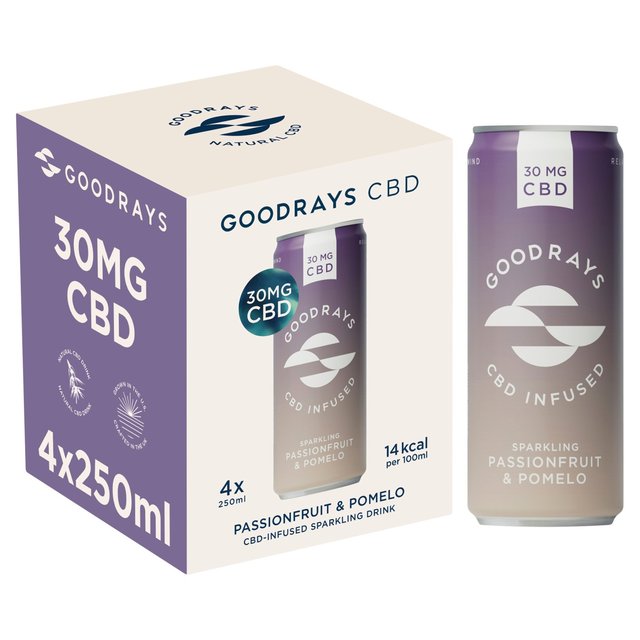 Goodrays CBD Drinks - Passionfruit & Pomelo   4 x 250ml GOODS M&S   