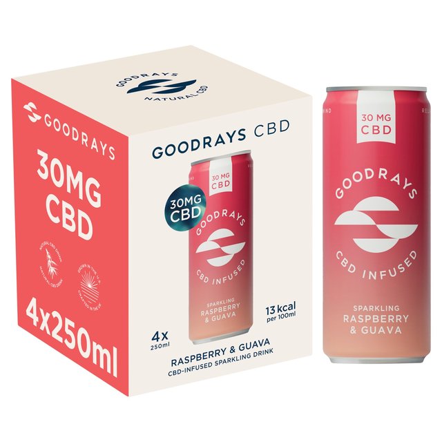 Goodrays CBD Drinks - Raspberry & Guava   4 x 250ml