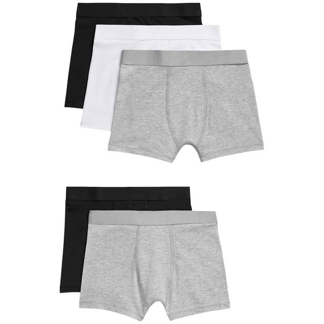 M&S Boys Grey Cotton Plain Trunks 6-12 Years 5 Pack