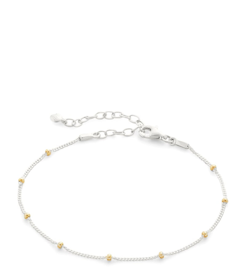 Monica Vinader mixed metal beaded chain bracelet (British brand)