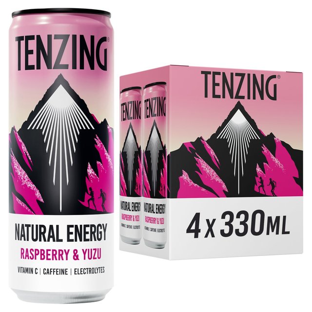 TENZING Natural Energy Raspberry & Yuzu Pack   4 x 330ml