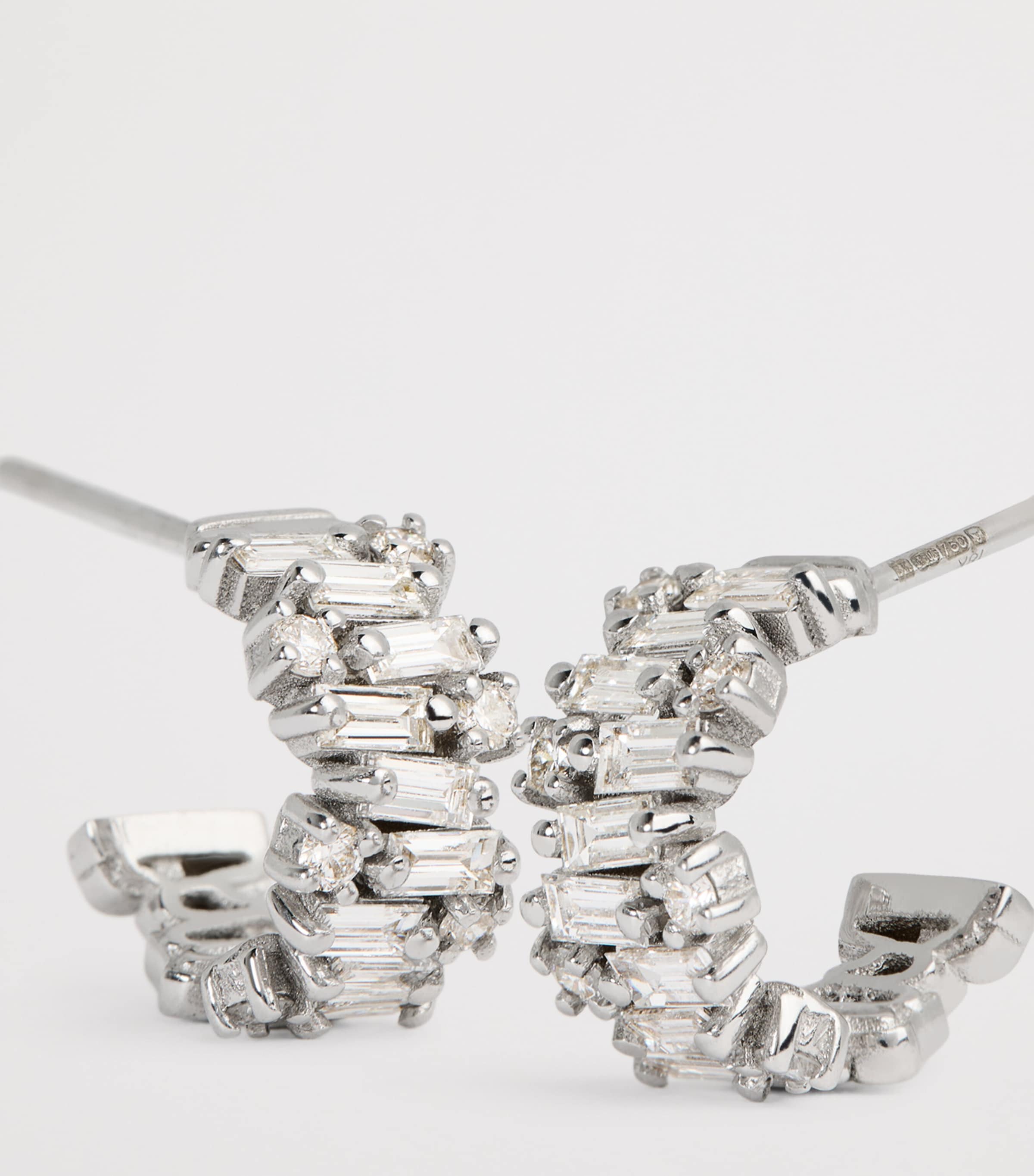 Suzanne Kalan white gold diamond shimmer hoop earrings - British product