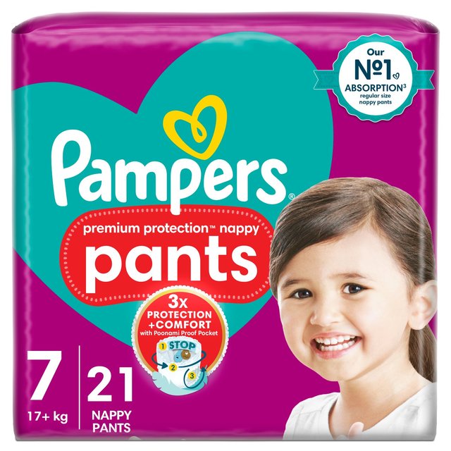 Pampers Premium Protection Nappy Pants Size 7 Essential Pack   21 per pack GOODS M&S   