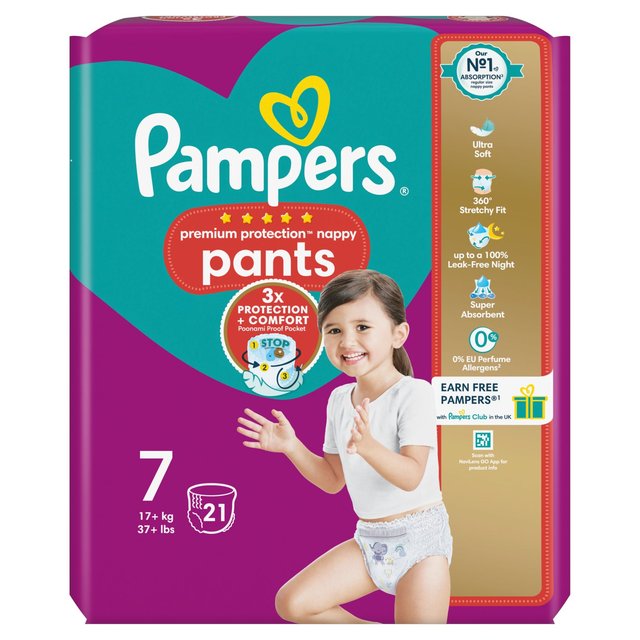 Pampers Premium Protection Nappy Pants Size 7 Essential Pack   21 per pack GOODS M&S   