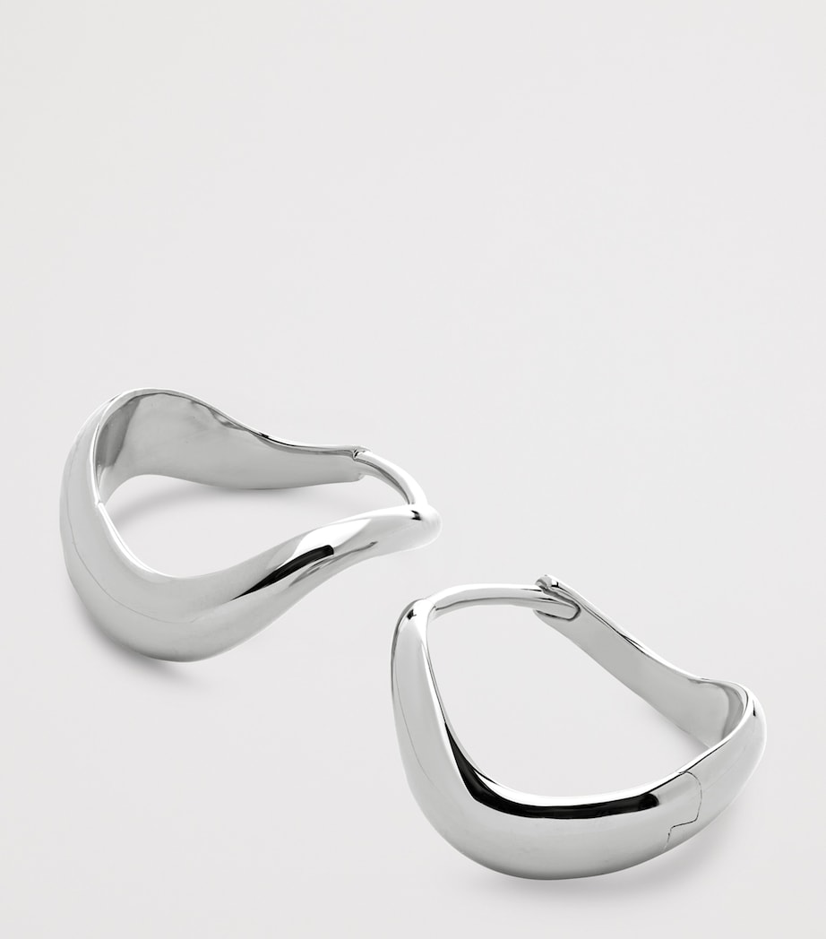 Monica Vinader small sterling silver swirl hoop earrings, UK version