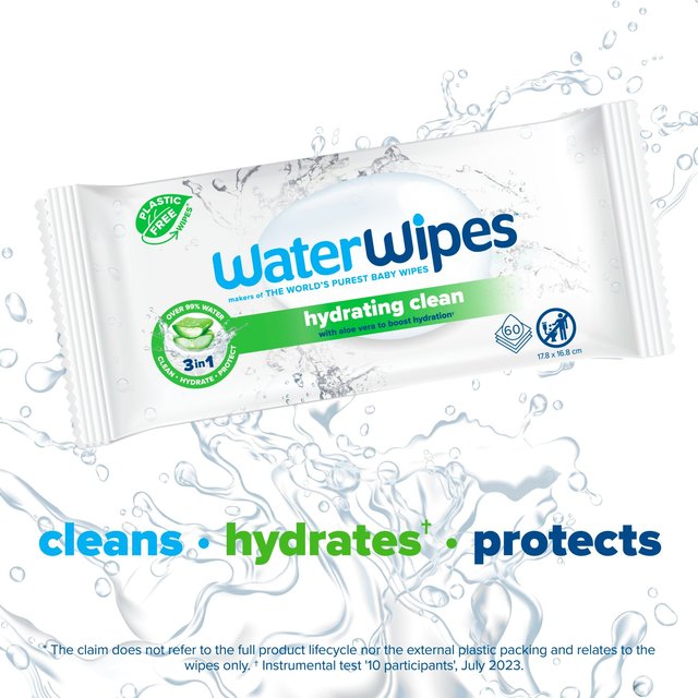 WaterWipes Hydrating Clean Baby Wipes 60 wipes   60 per pack