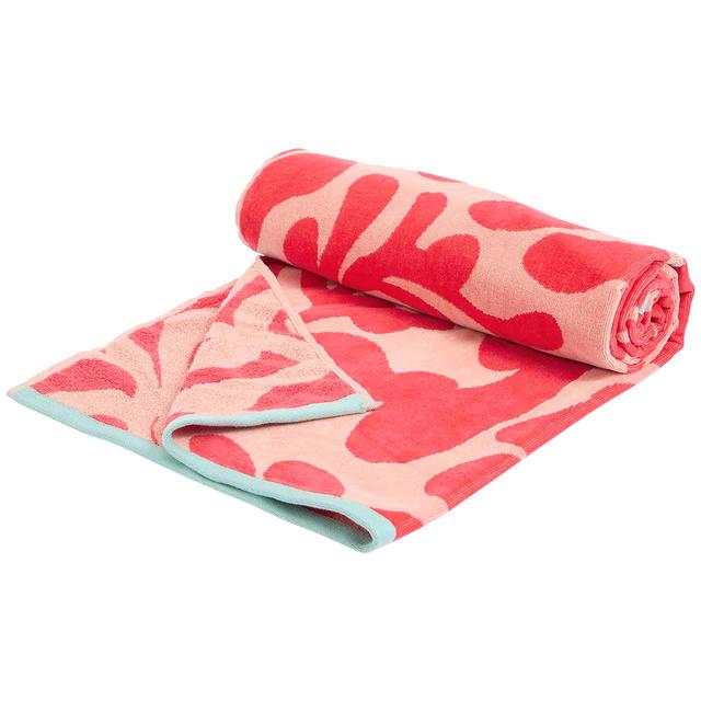 M&S Collection Pure Cotton Coral Beach Towel Red GOODS M&S   