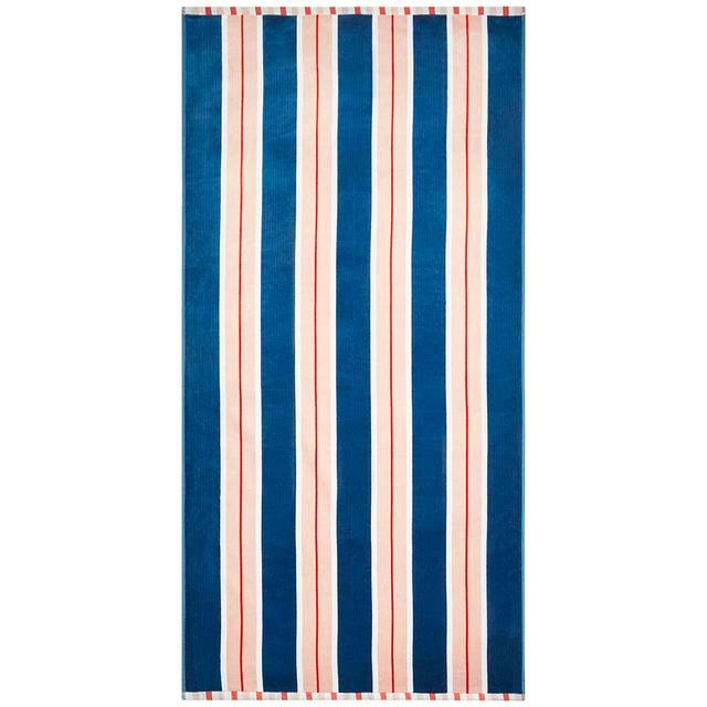 M&S Collection Pure Cotton Striped Sand Resistant Beach Towel Navy GOODS M&S   