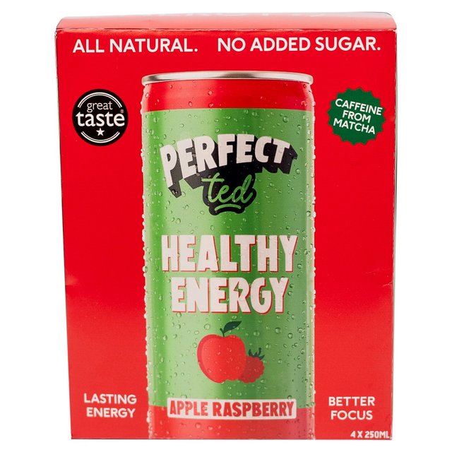 PerfectTed Natural Energy Apple Raspberry 4 pack   4 x 250ml